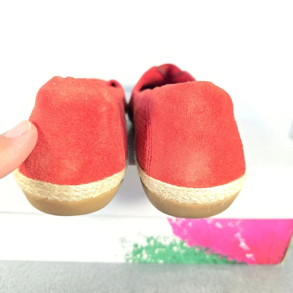 Clarks Collection Red Suede Perforated Espadrille Loafers Womens 7M 261509014045